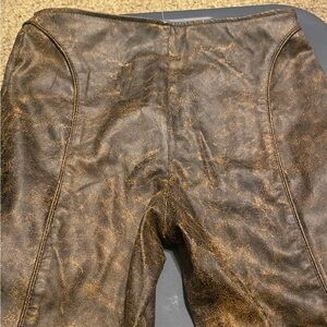 Forever 21 Brown Distressed Faux Leather Straight Leg Pants